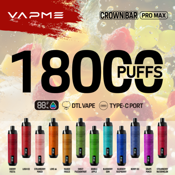 Vapme Crown Bar Pro Max 18k Vape Wholesale