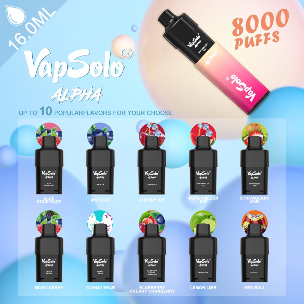 Vapsolo Alpha 8000 Puffs Wholesale Disposable Vape Rechargeable Child Lock