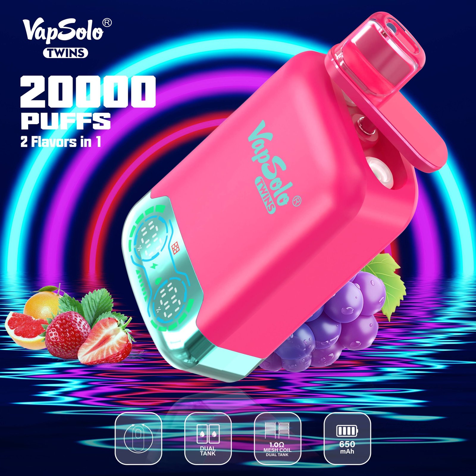 vapsolo twins 20000 VapSolo Twins 20000 Puffs | dual flavor, 2% nicotine, bulk disposable vape