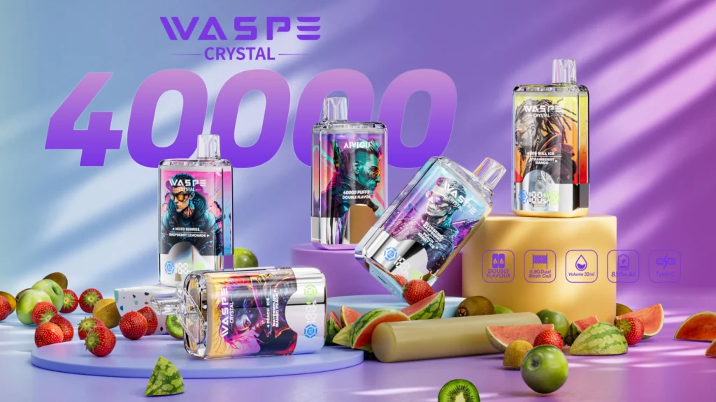 Waspe Crystal 40k Puffs 40000 Puffs 32ml E-Liquid Dual Mesh Coil