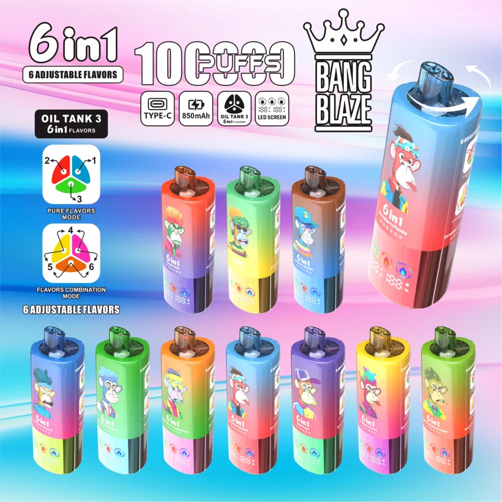 Bang Blaze 100K Vienreizējās lietošanas Vape – 100 000 ieelpu, 6-in-1 regulējami aromāti, Krievijas noliktavas piegāde