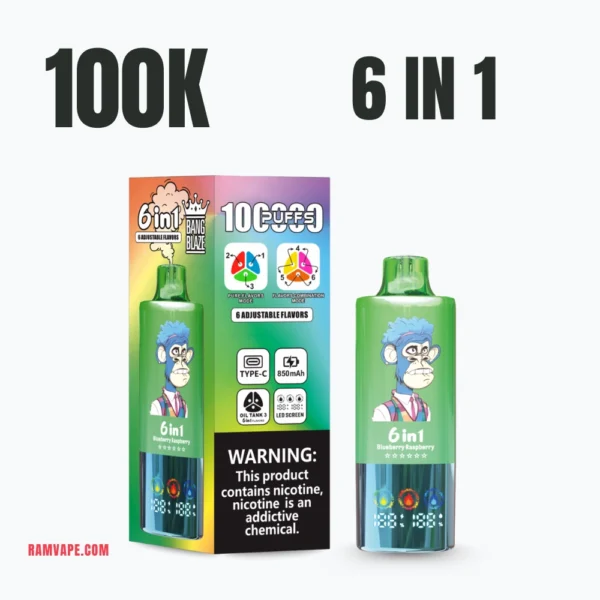 Bang Blaze 100K Vape ierīce – 6 regulējamas garšas, eļļas tvertnes sistēma, 10–15 dienu globāla piegāde