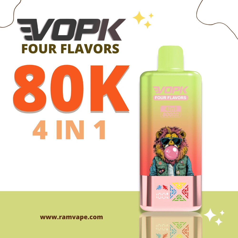 VOPK Vape Recarregável 80000 Puffs com Display Digital e Carregamento Tipo-C