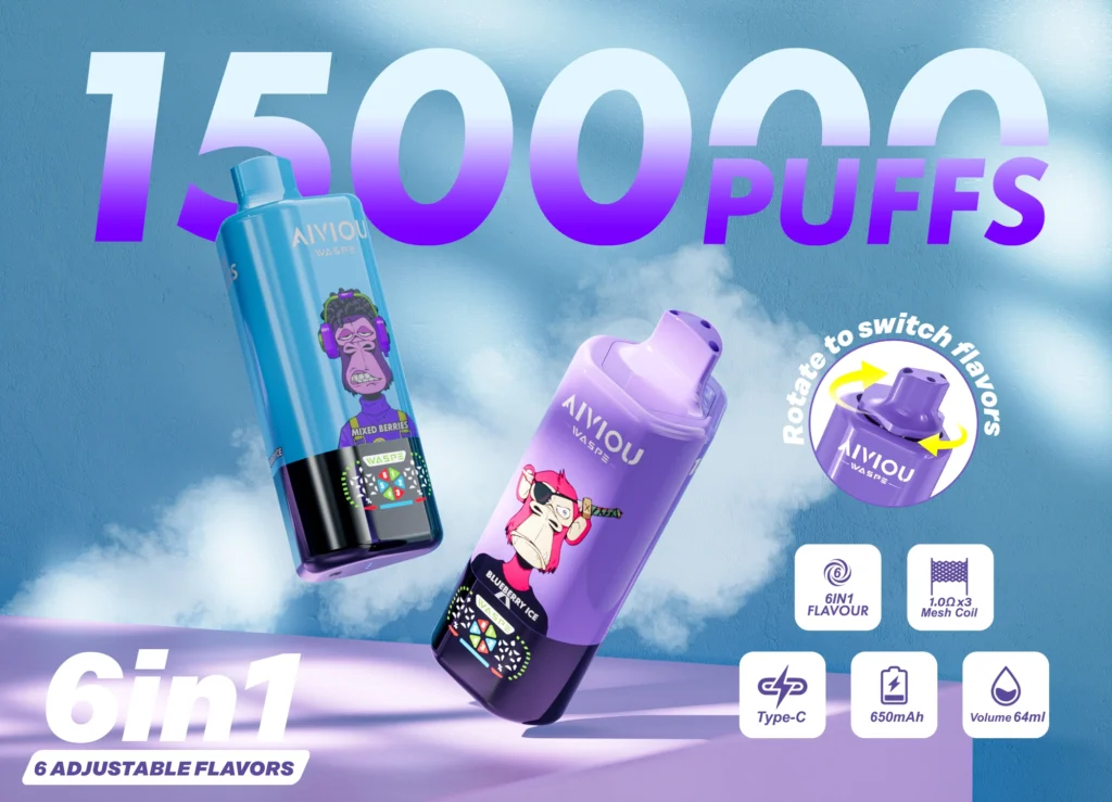 Waspe 150K Vape 6 Γεύσεις σε 1 Συσκευή 150000 Αναπνοές Χονδρική
