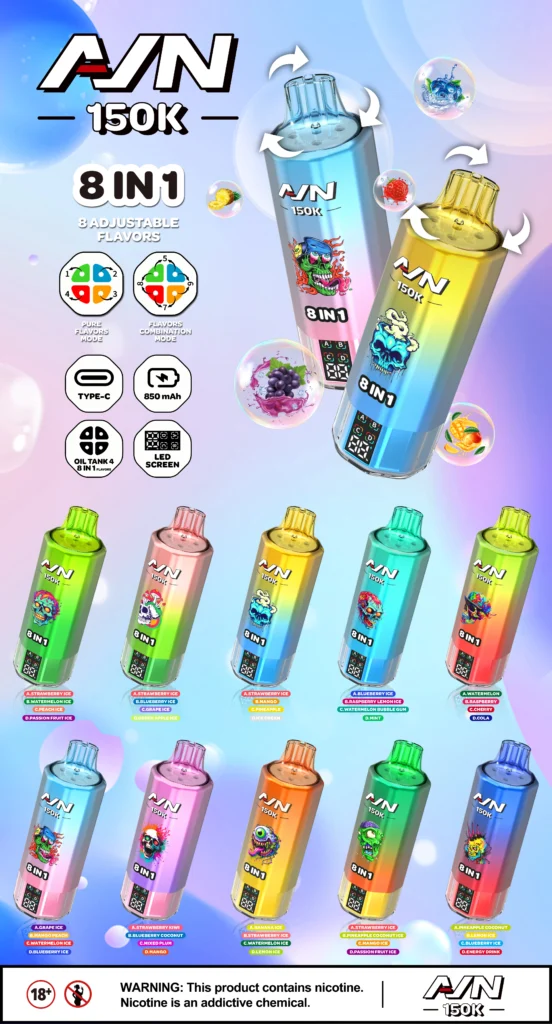 AIM AVN 150K 8 in 1 Display LED Vape usa e getta con design a coil in mesh all'ingrosso