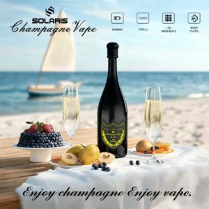 Solaris Champagne 30K Wegwerp Vape Champagne Fles Ontwerp