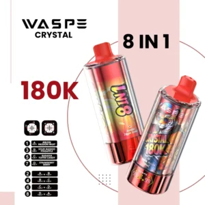 Waspe Crystal 180K 8-in-1 wegwerp vape hoog puff oplaadbaar apparaat