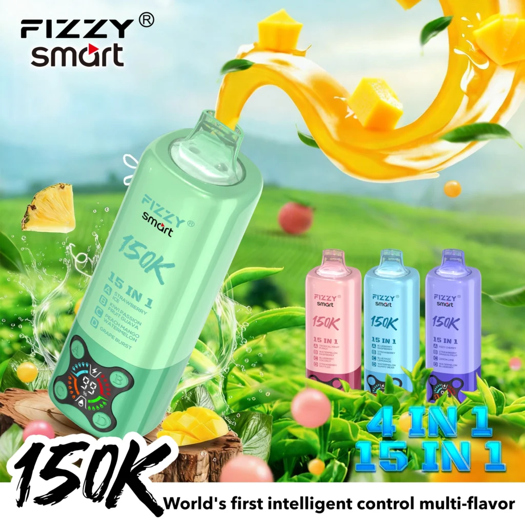 Fizzy Smart 150K multi flavor disposable vape fruit flavor scene