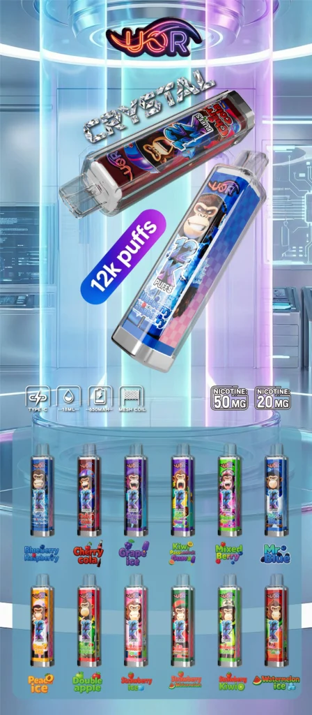 UOR Crystal 12K flavors list with Type-C, 650mAh battery and mesh coil for wholesale buyers