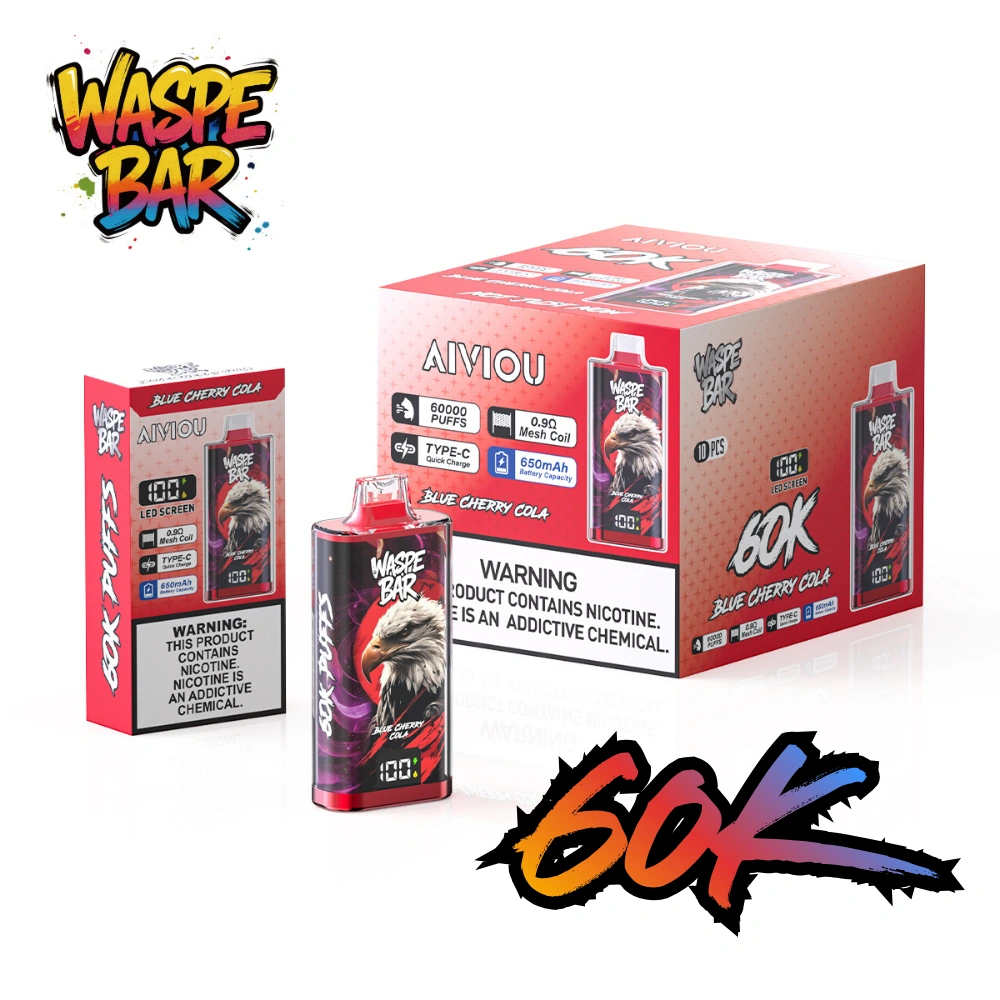 WASPE BAR 60K vape with box and carton, Blue Cherry Cola flavor, China warehouse bulk supply