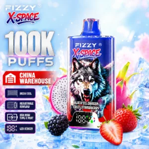 Fizzy X-Space 100K Black Ice Dragon Fruit Strawberry flavor EU warehouse disposable vape for wholesale