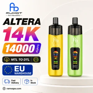 Fumot Altera 14K disposable vape EU warehouse wholesale with LED display and dual mesh coils