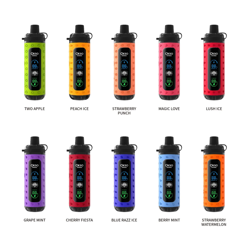 OKSO Shisha Max 40K flavor lineup showing multiple flavor options