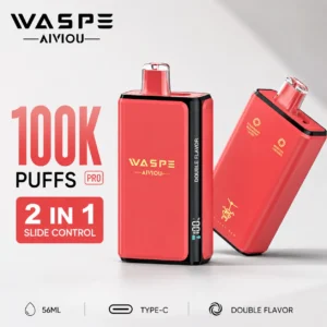 Waspe Dupla Íz 100K Pro 2 az 1-ben csúszó vezérlésű eldobható vape promóciós kép 100K szívással és Type-C töltéssel