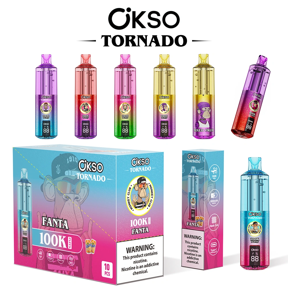 OKSO Tornado 100K Fanta disposable vape with retail box packaging