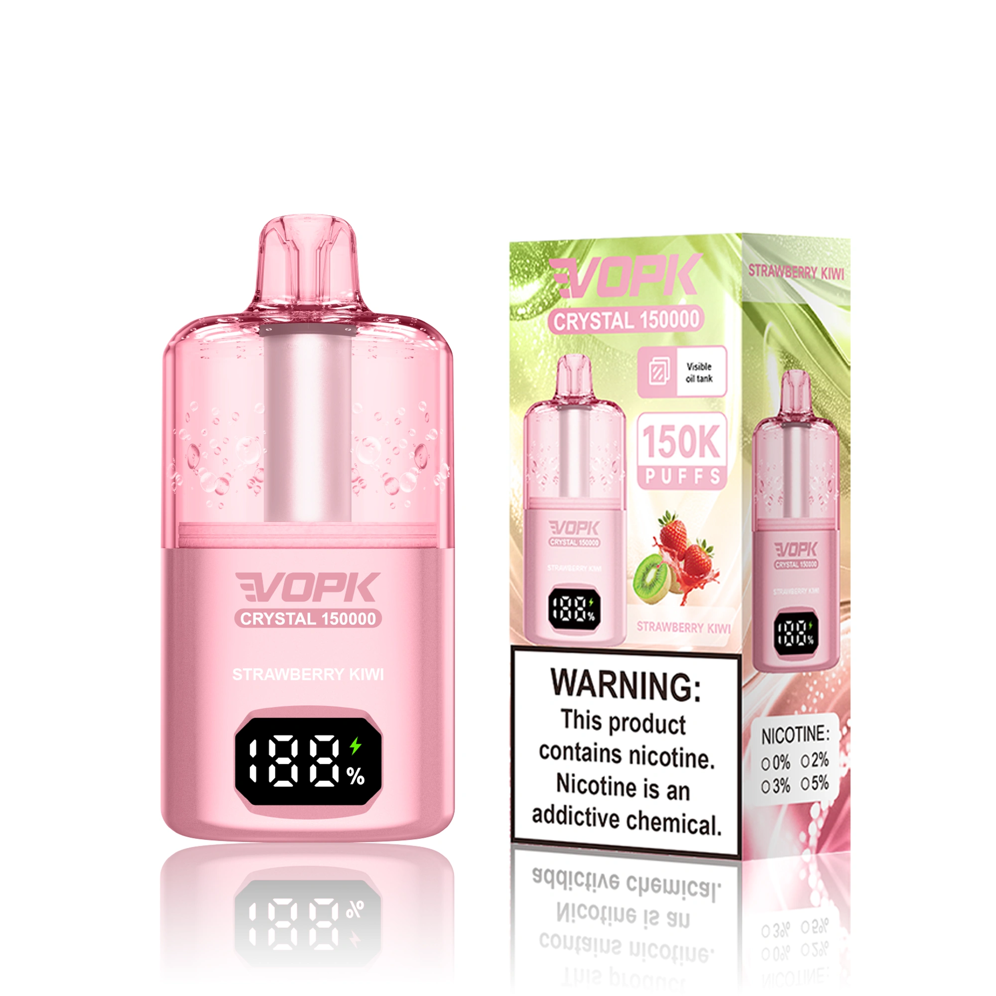 VOPK Crystal 150K strawberry kiwi disposable vape with retail box for wholesale
