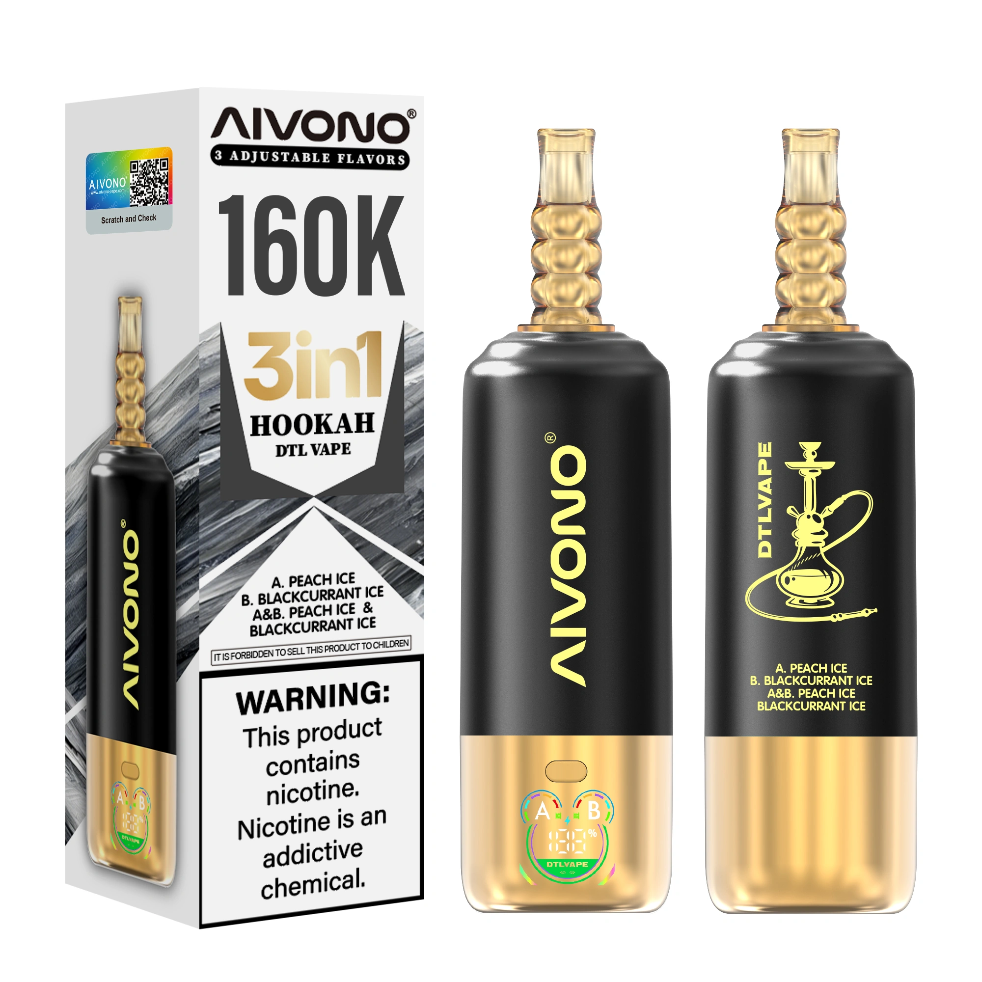 AIVONO DTL 160K 3 in 1 vape with retail packaging