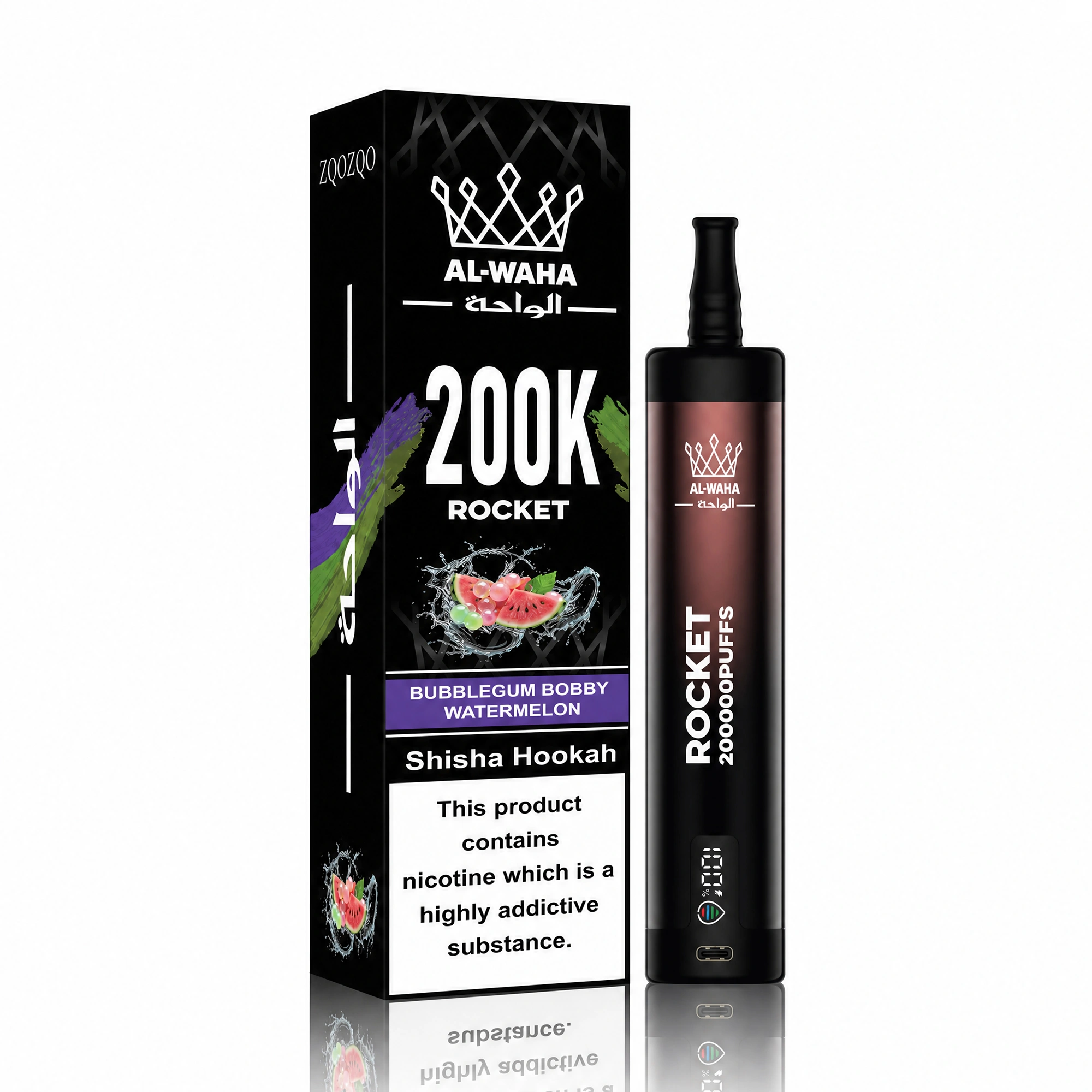 AL-WAHA Rocket 200K Bubblegum Bobby Watermelon disposable vape with retail box