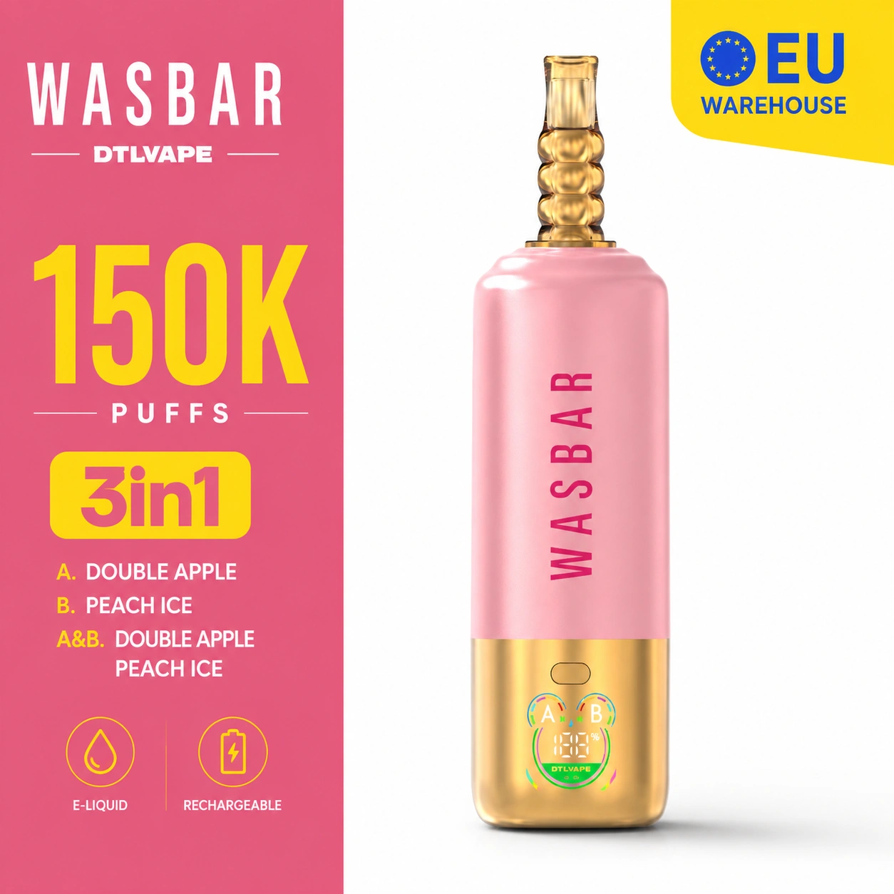 EU Warehouse Wasbar 150K 3 in 1 disposable vape