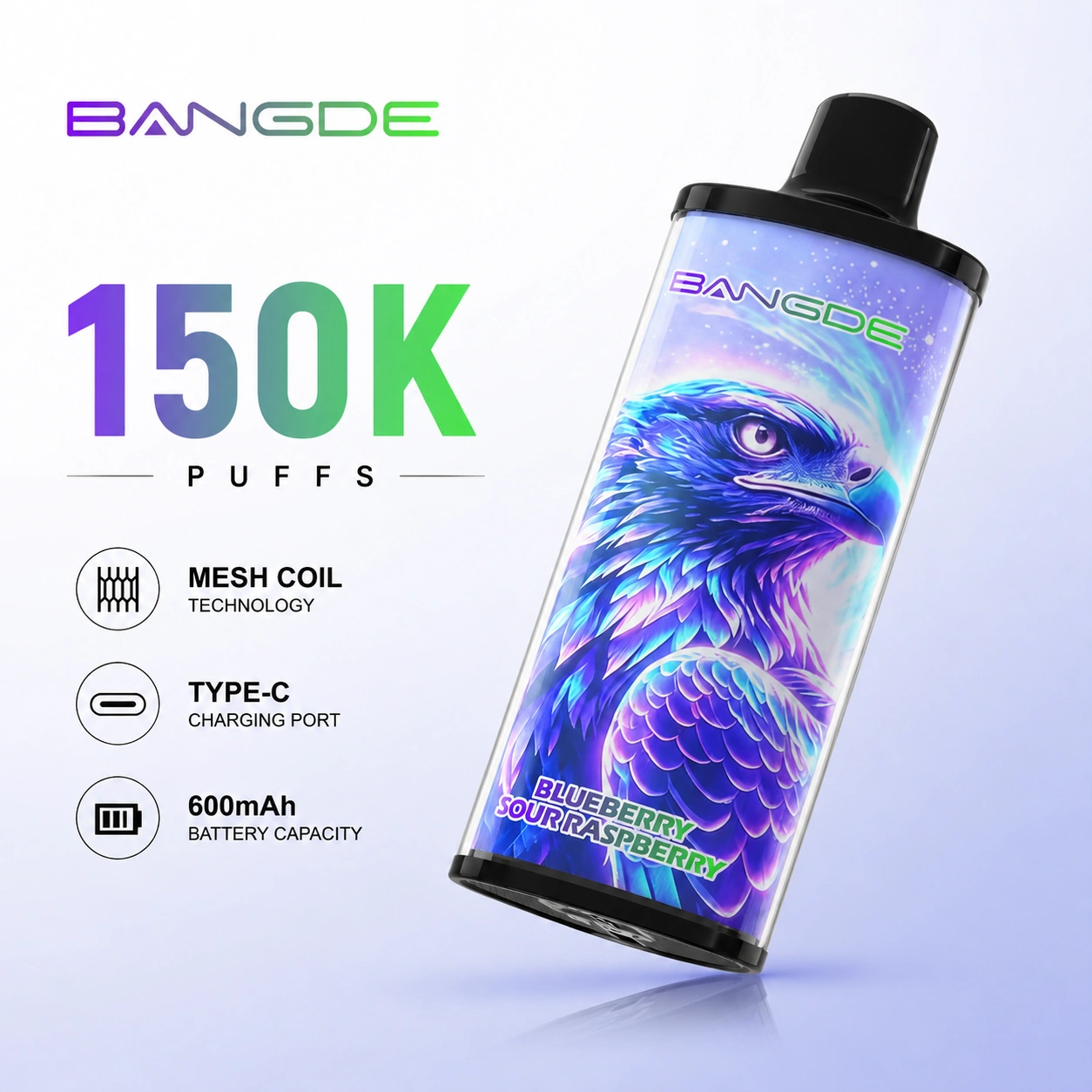 BANGDE 150K cigarette électronique jetable Myrtille Framboise acidulée