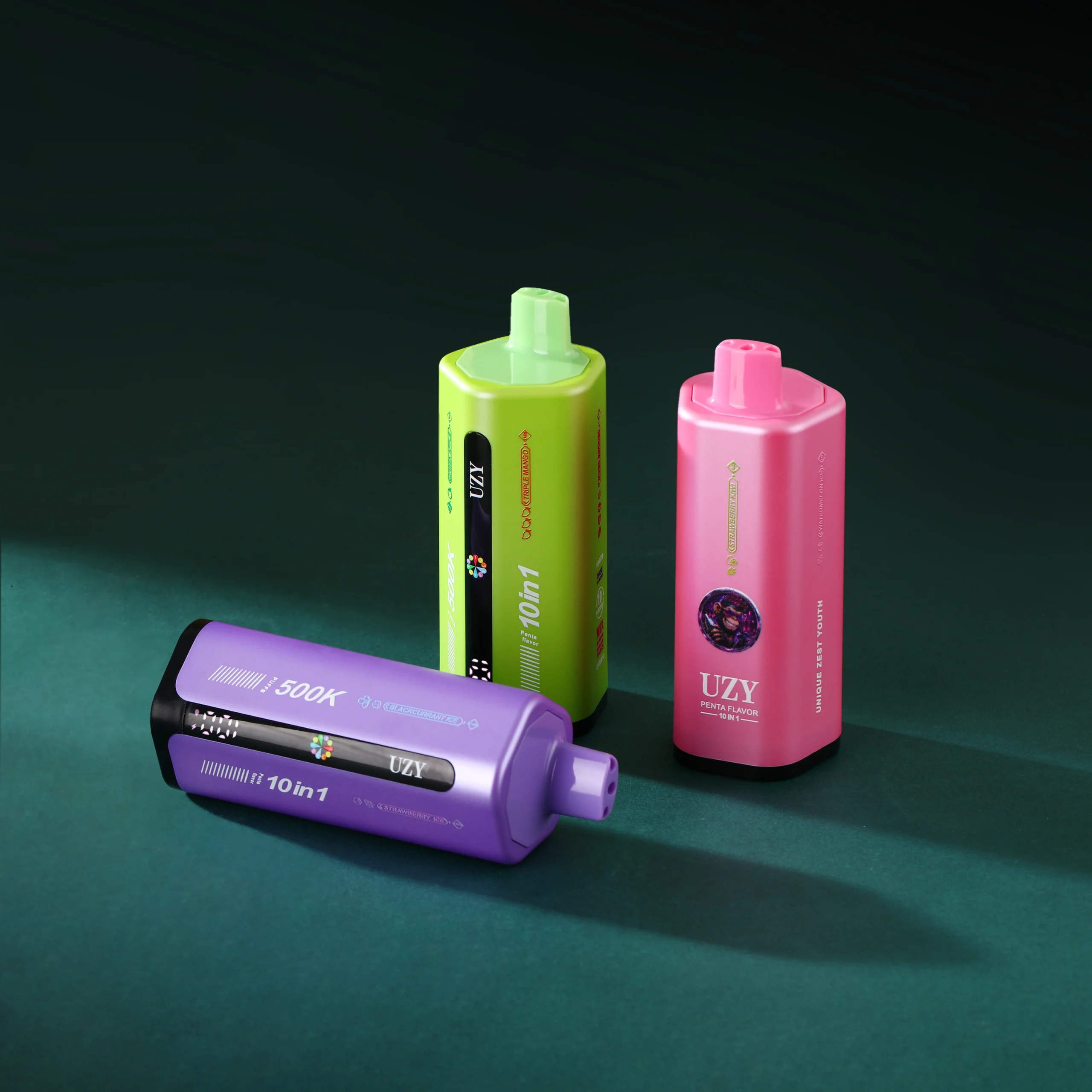 UZY Penta Flavor 10 in 1 500K disposable vape device display