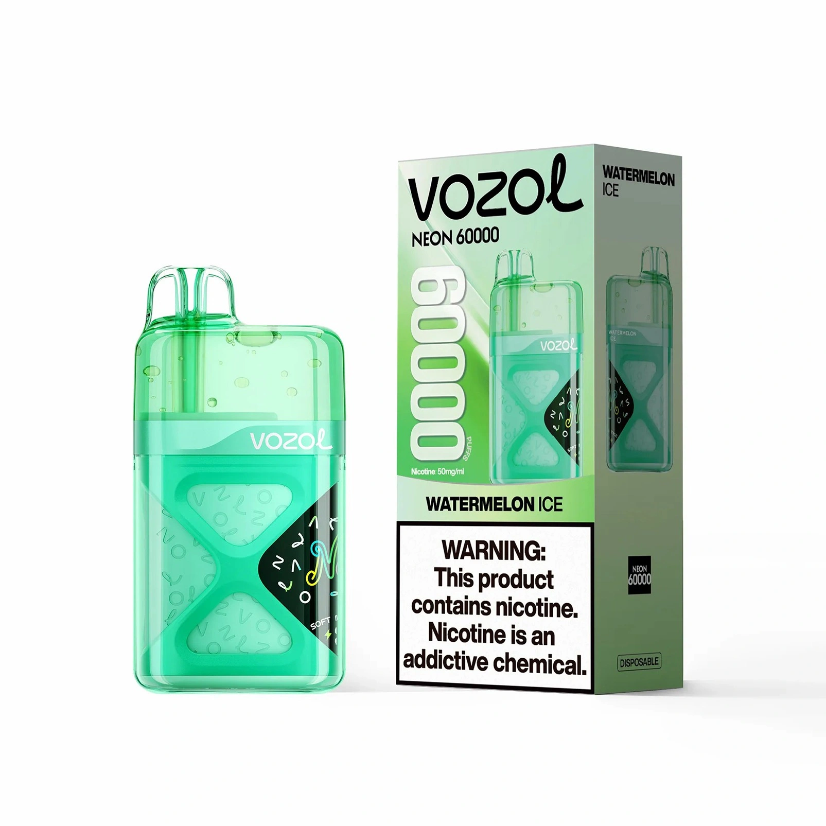 VOZOL Neon 60000 „Arbūzu ledus“ vienreizlietojamais vape ar mazumtirdzniecības iepakojumu